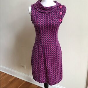 Lilly Pulitzer Pnk Purp High Heel Shoe Print Knit Finn Shift Mini Dress Side Zip